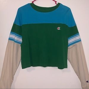 Mixed Champion Long-Sleeve Cropped Top